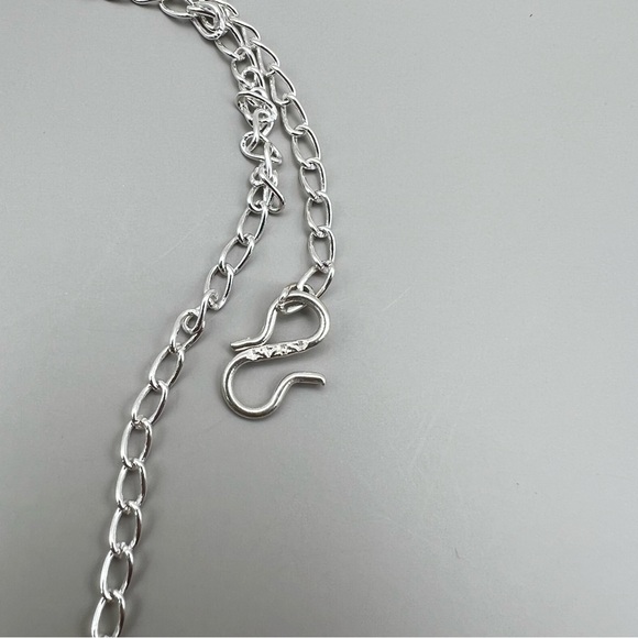 New Enhanced Red Ruby Faceted Multi Cluster Stone Silver Overlay Necklace 21” - Picture 10 of 12